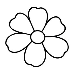 Simple outline of a stylized flower with petals. Vector hand-drawn doodle illustration