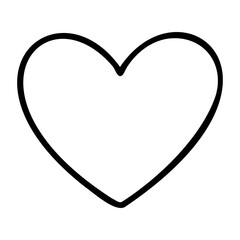 Simple black outline heart symbol for design and decoration. Vector hand-drawn doodle illustration