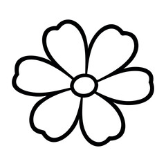 Simple black and white flower line art with petal details. Vector hand-drawn doodle illustration