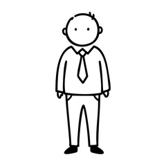 Simple cartoon drawing of caucasian mature male in business attire. Vector hand-drawn doodle illustration