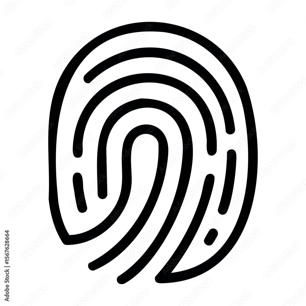Poster close-up detail of fingerprint pattern showing unique curves and ridges. vector hand-drawn doodle il