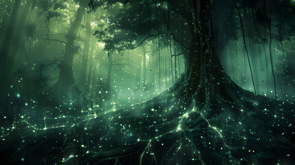 Floating Root Lights: Surreal Forest Dream
