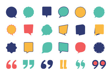 Colorful Speech Bubbles and Quotation Marks Set