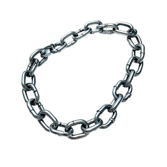 Metal chain links forming a circle on black background
