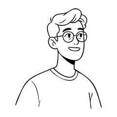 Fototapeta premium Smiling young caucasian male with glasses in casual attire. Vector hand-drawn doodle illustration