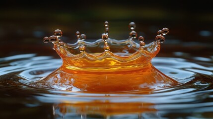 Orange liquid crown splash on water