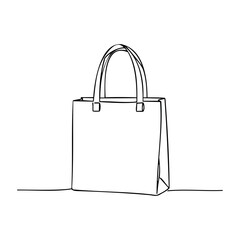Minimalistic line art of elegant tote bag design. Vector hand-drawn doodle illustration