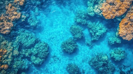 Overhead view of vibrant coral reef