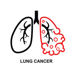 Lung cancer icon isolated on background vector illustration.