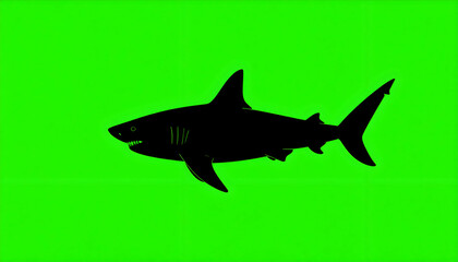 Obraz premium Shark Silhouette with Green Screen.