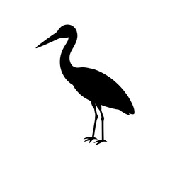 Obraz premium Elegant Stork Bird Silhouette Wetland Wildlife Avian Nature Design Illustration