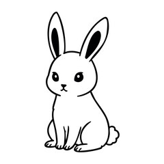 Fototapeta premium Cute cartoon bunny with large ears sitting adorably. Vector hand-drawn doodle illustration