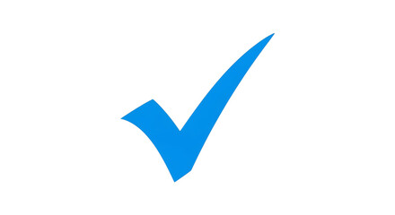 A bright blue checkmark icon set against a dark background, symbolizing approval, correctness, or successful action.