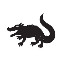 Crocodile Crawling With Jaws Open