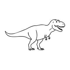 Fototapeta premium T-rex dinosaur outline drawing with sharp teeth. Vector hand-drawn doodle illustration