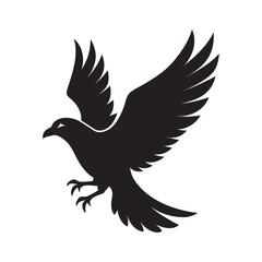Black Bird Soaring With Wings Spread