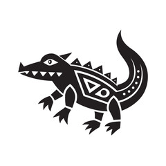 Tribal Crocodile With Patterned Body