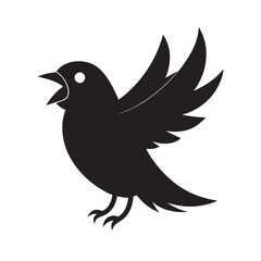 Black Bird With Open Screaming Beak