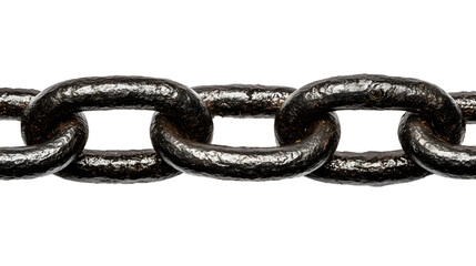 Three linked metal chain links are shown against a dark, contrasting background for bold simplicity.