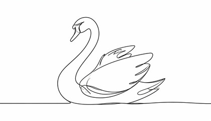 Elegant Swan with One Line Drawing.