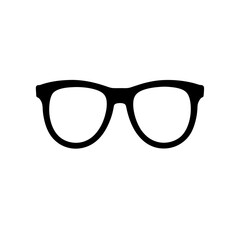 Fototapeta premium Fashionable Side View Black Silhouette of a Pair of Glasses on a Surface