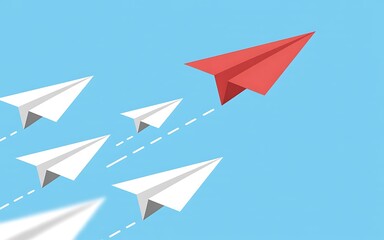 Red Paper Airplane Leading the Way A Metaphor for Innovation and Success