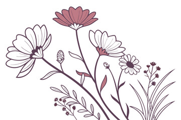 Simple and delicate wildflower illustration with vibrant colors