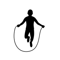 Fitness Jump Rope Silhouette White Background Exercise Equipment Vector Graphic