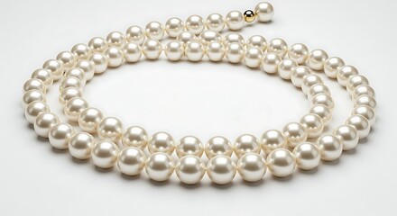 Fototapeta premium Elegant Pearl Necklace Classic White Freshwater Pearls