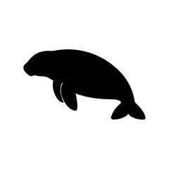 Gentle Dugong Marine Mammal Silhouette Unique Sea Cow Wildlife Design