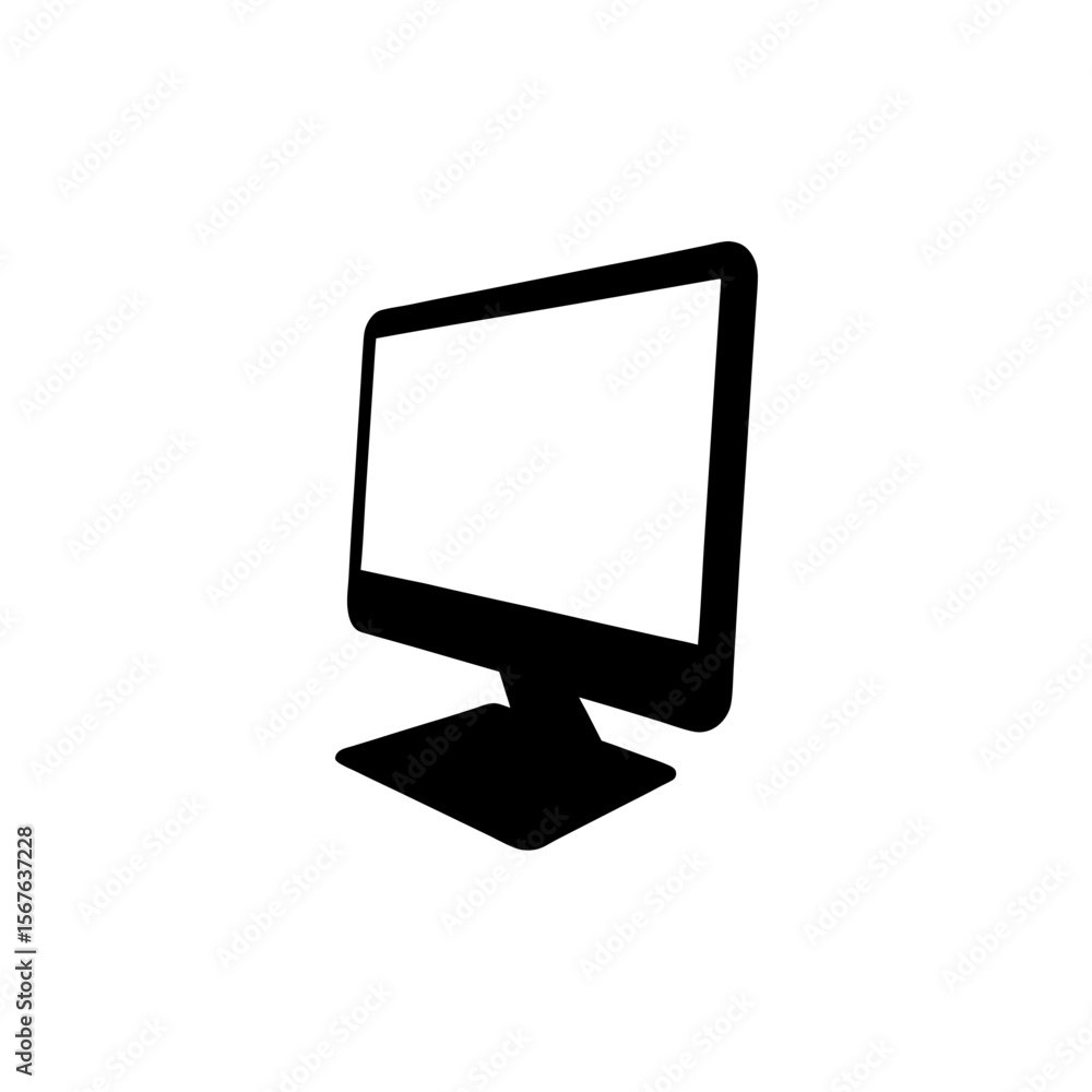 Fototapete classic desktop computer silhouette computing system and office technology