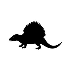Fototapeta premium Prehistoric Dimetrodon Silhouette Ancient Reptile Fossil Design Element