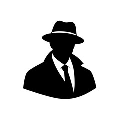 Mysterious Detective Silhouette Solving Crime and Investigation Design