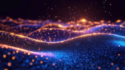 Abstract digital wave of glowing particles