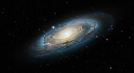 Obraz premium Majestic spiral galaxy swirls in the vast, star-studded cosmic expanse, breathtaking in detail