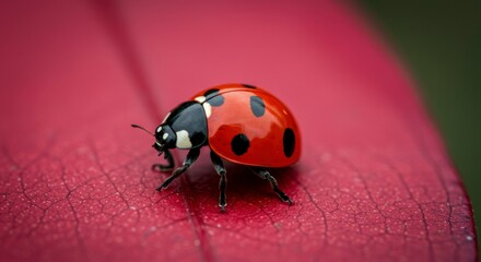 Ladybug on crimson leaf (1)