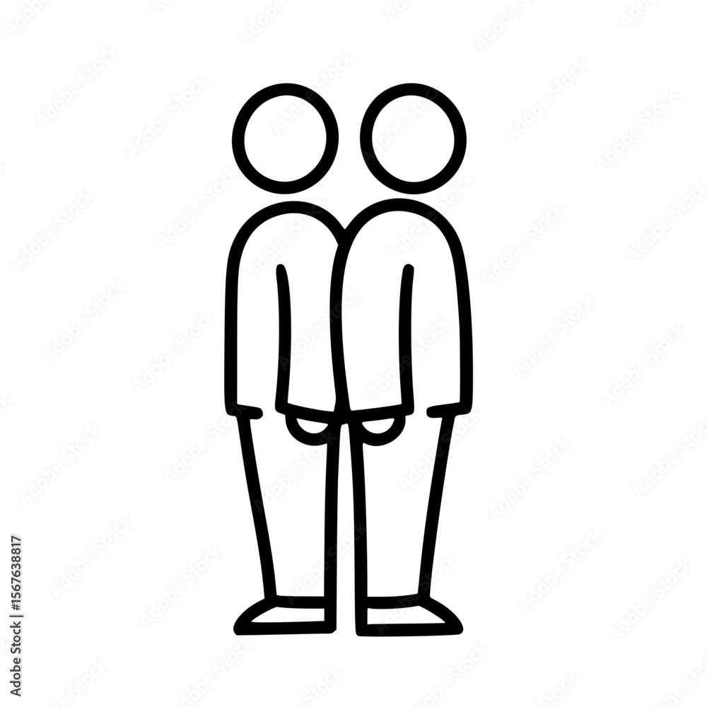 Poster two stick figures standing together with hands joined in unity