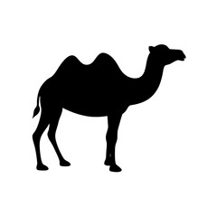 Side View Silhouette Of A Bactrian Camel With Two Humps For Desert Art
