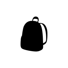Side View Black Silhouette Of A Classic Backpack For School And Travel