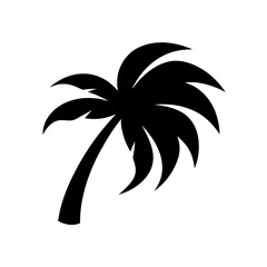 Graphic Illustration Of A Windswept Palm Tree For A Stormy Beach