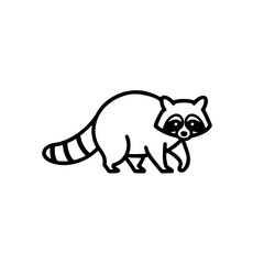 Obraz premium Raccoon walking with playful demeanor in a simple linear vector icon 