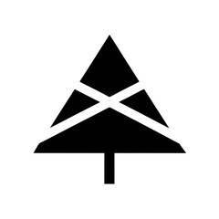 A Simple Geometric Pine Tree Icon In A Triangular Shape For A Logo