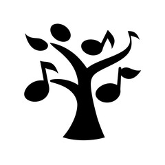 A Tree Silhouette Formed From Musical Notes For A Creative Music Art