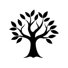 Family Tree Concept Silhouette With Broad Branches For Genealogy Charts