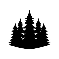 Cluster Of Pine Trees Forming A Forest Silhouette For A Nature Landscape