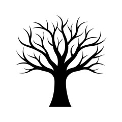 Close Up Silhouette Of A Bare Tree Top Showing Detailed Branch Structure