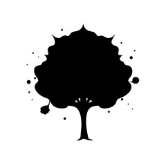 Calligraphic Ink Splatter Forming A Tree Shape For An Artistic Silhouette