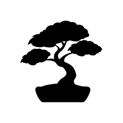 Artistic Bonsai Tree Silhouette In A Windswept Style For Zen Garden Designs