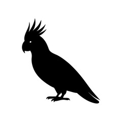 Elegant Side View Black Silhouette Of A Cockatoo Bird For Exotic Animal Designs
