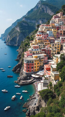 Amalfi Coast Italy Positano Colorful Cliffside Houses Cascading Toward Sea